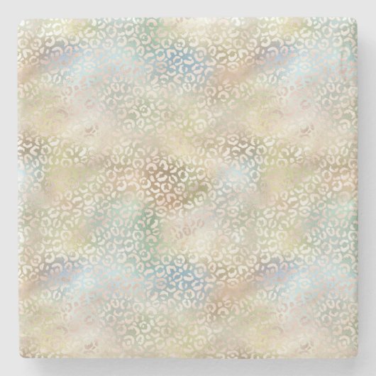 Blauwgroen Blauw Goud Groen Glam Luipaard Print Stenen Onderzetter (Voorkant)