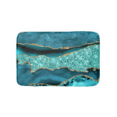 Blauwgroen Blauw Goud Marmer Aqua Turquoise Badmat (Voorkant)