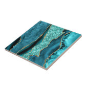 Blauwgroen Blauw Goud Marmer Aqua Turquoise Kerami Tegeltje (Zijkant)