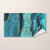 Blauwgroen Blauw Goud Marmer Custom Jouw naam Badh Bad Handdoek (Handdoek)