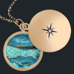 Blauwgroen Blauw Goud Marmer Custom Name Ketting G<br><div class="desc">Kettingen met Agaat Blauwgroen Blauw Goud Glitter Marmer Aqua Turquoise Geode Gift - Voeg Jouw naam / Tekst - Maak uw speciale Ketting Gift! Formaat wijzigen en verplaatsen of verwijderen / toevoegen van tekst / elementen met aanpassingstool! Kies lettertype / grootte / kleur! Ontwerp door MIGNED! Zie mijn andere projecten/design...</div>