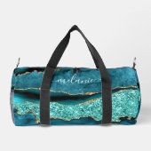 Blauwgroen Blauw Goud Marmer Turquoise Aangepaste  Plunjezak (Achterkant)