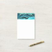 Blauwgroen Blauw Goud Marmer Turquoise Aangepaste  Post-it® Notes (Op bureau)