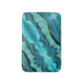 Blauwgroen blauw goud marmer turquoise badmat cade (Voorkant Verticaal)