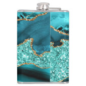 Blauwgroen Blauw Goud Marmer Turquoise Custom Naam Heupfles (Achterkant)