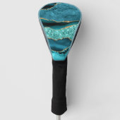 Blauwgroen Blauw Goud Marmer Turquoise Golf Head H Golfheadcover (Voorkant)