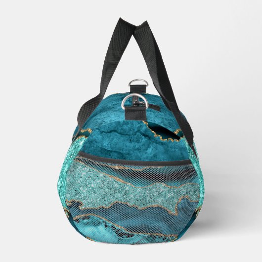 Blauwgroen Blauw Goud Marmer Turquoise met Aangepa Plunjezak (Rechts)