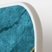 Blauwgroen Blauw Goud Marmer Turquoise Pickleball Paddle (Links Detail)