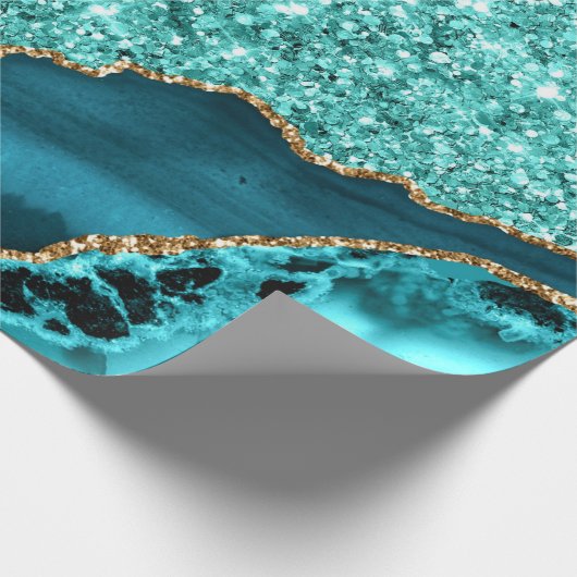 Blauwgroen Blauw Goud Marmer Turquoise Wrapping Pa Cadeaupapier (Hoek)