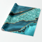 Blauwgroen Blauw Goud Marmer Turquoise Wrapping Pa Cadeaupapier (Uitgerold)