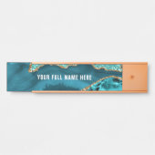 Blauwgroen Blauw Goud Marmeren Douanenaam Deurteke Deurbordje (Voorkant)