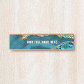 Blauwgroen Blauw Goud Marmeren Douanenaam Deurteke Deurbordje (Voorkant)