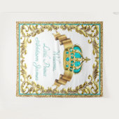 Blauwgroen Blauw Goud Prince Baby shower XL Achter Wandkleed (Voorkant (horizontaal))