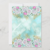  Blauwgroen blauw goud - roze Birthday Party Kaart (Achterkant)