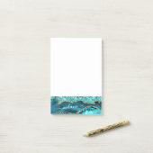 Blauwgroen Blauw Goud Turquoise Custom Name Sticky Post-it® Notes (Op bureau)