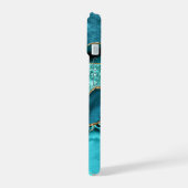 Blauwgroen Blauw Goud Turquoise iPhone Case Aangep iPhone 15 Case (Linkerkant)