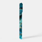 Blauwgroen Blauw Goud Turquoise iPhone Case Aangep iPhone 15 Case (Rechterkant)