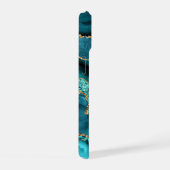 Blauwgroen Blauw Goud Turquoise Jouw naam iPhone C 15 Case (Rechterkant)