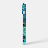 Blauwgroen Blauw Goud Turquoise Jouw naam iPhone C iPhone 15 Case (Linkerkant)