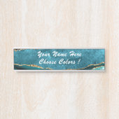 Blauwgroen Blauw Goud Turquoise Jouw naam Tekst De Deurbordje (Voorkant)
