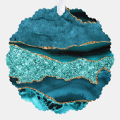 Blauwgroen Blauw Goud Turquoise Kerst Ornament Kaa (Achterkant)