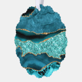 Blauwgroen Blauw Goud Turquoise Kerst Ornament Kaa (Links)