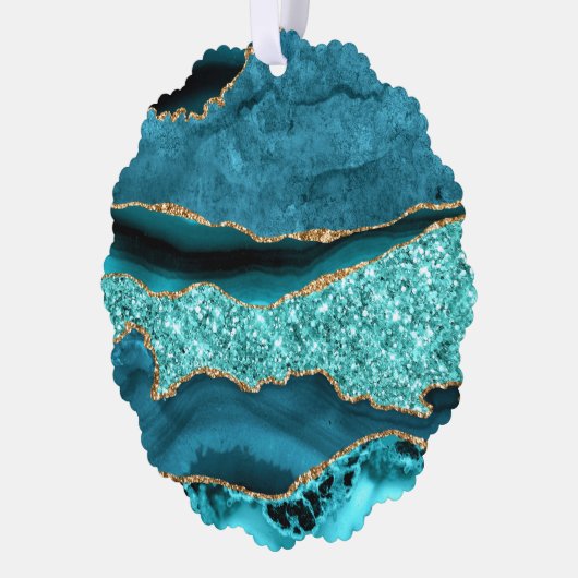 Blauwgroen Blauw Goud Turquoise Kerst Ornament Kaa (Links)