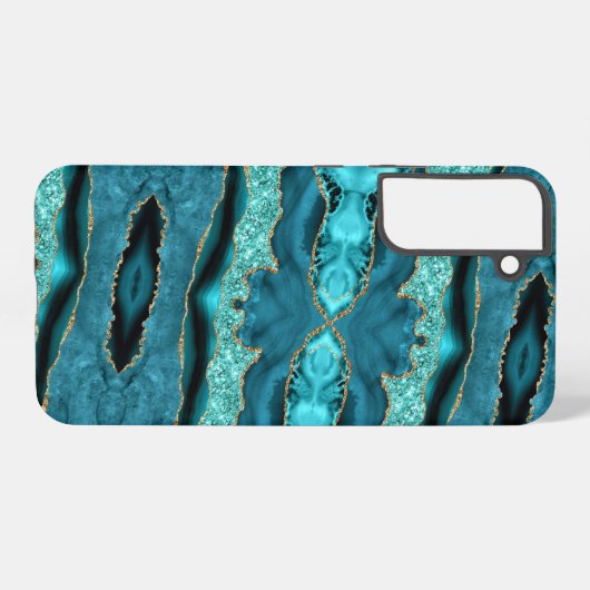 Blauwgroen Blauw Goud Turquoise Samsung Galaxy Hoe Samsung Galaxy Hoesje (Achterkant horizontaal)