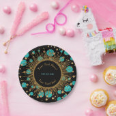 Blauwgroen Blauw Goud Verjaardagsfeest Papieren Bordje (Feest)