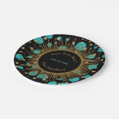 Blauwgroen Blauw Goud Verjaardagsfeest Papieren Bordje (Gekanteld)