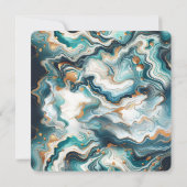 Blauwgroen Blauw Goud Wit Modern Marmer Agaat Brui Kaart (Achterkant)