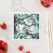 Blauwgroen Blauw Goud Wit Modern Marmer Agaat Brui Servet (Insitu)