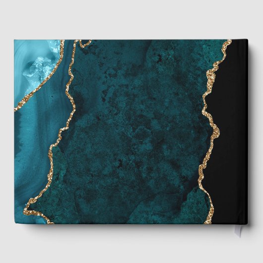 Blauwgroen blauw goudbruin bruistoortje gastenboek (Achterkant)