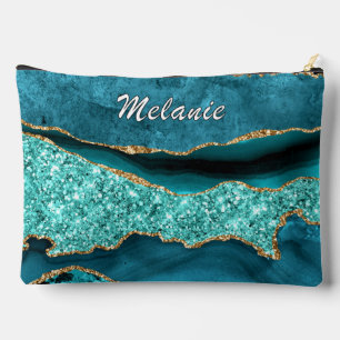 Blauwgroen Blauw Gouden Glitter Aqua Turquoise Cus Etui