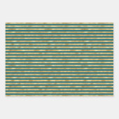 Blauwgroen Blauw Gouden Kerstboom Stripes Sparkle Inpakpapier Vel (Voorkant 2)