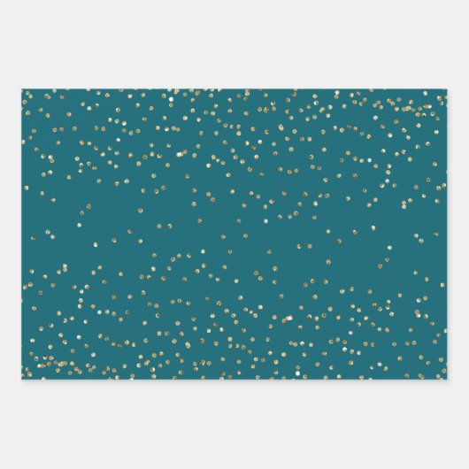Blauwgroen Blauw Gouden Kerstboom Stripes Sparkle Inpakpapier Vel (Voorkant 3)