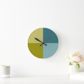 Blauwgroen blauw goudgeel ronde klok (Huis)