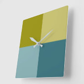 Blauwgroen blauw Goudgeel Vierkante Klok (Hoek)