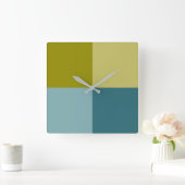 Blauwgroen blauw Goudgeel Vierkante Klok (Huis)