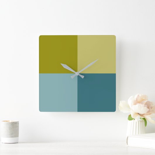 Blauwgroen blauw Goudgeel Vierkante Klok (Huis)