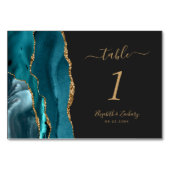 Blauwgroen blauw goudgrijs bruistabelnummer kaart (Voorkant)