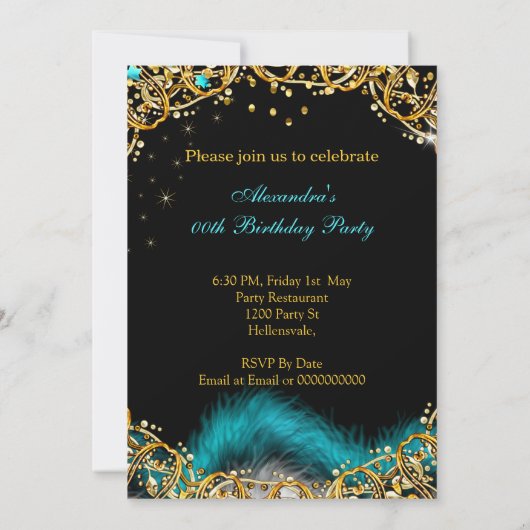 Blauwgroen blauw goudkoorts op hoog niveau kaart (Achterkant)