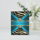 Blauwgroen blauw goudlegant Zebra zwarte feestdag Kaart (Staand voorkant)