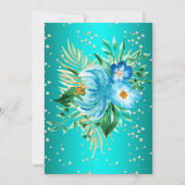 Blauwgroen blauw goudpalm Birthday Party Kaart (Achterkant)