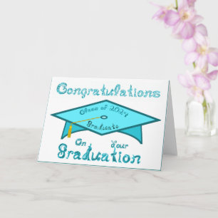 Blauwgroen Blauw Graduation Cap Afstuderen Klasse Kaart