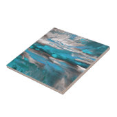 Blauwgroen blauw grijs Abstract Tegeltje (Zijkant)
