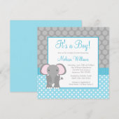 Blauwgroen blauw grijs olifant pols Baby shower Kaart (Voorkant / Achterkant)