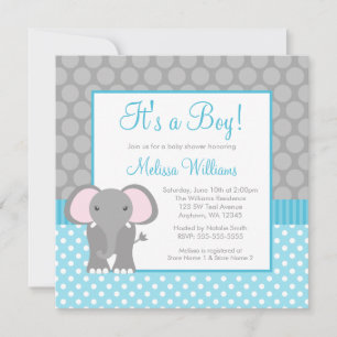 Blauwgroen blauw grijs olifant pols Baby shower Kaart