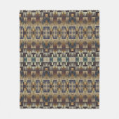 Blauwgroen Blauw Grijs Tan Taupe Bruin Tribal Art Fleece Deken (Voorkant)