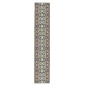 Blauwgroen Blauw Grijs Tan Taupe Bruin Tribal Art  Medium Tafelloper (Voorkant)